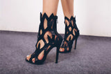 azmodo 2018 flame hollow stiletto women's sandals high heels catwalk fashion shoes