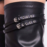 azmodo  Metal Decoration Zipper Over Knee High Boots