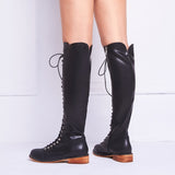 azmodo Lace-Up Vintage Mid Calf Boots