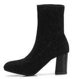 azmodo  Sequin Pointed Toe Slip-On High Heel Boots