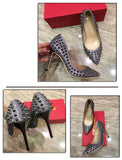 Sequined rivets high heel stiletto shallow pointed single shoes female