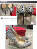 Sequined rivets high heel stiletto shallow pointed single shoes female