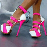 azmodo Chic Contrast Colour Buckle High Heel Sandals
