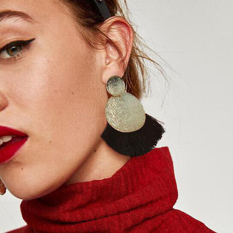 Fashion Women Bohemian Earrings Long Tassel Fringe Drop Dangle Ear Stud Jewelry