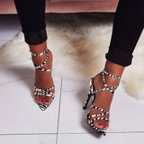 Women's shoes Simmi INS hot pointed peep toe stilettos high heels sandals woman shoes zebra leopard stripe lady party shoe
