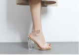 Women Shoes High-Heeled Sandal Transparent PVC High Heels Shoes Woman Ankle Strap Gladiator Sandals Women Shoes sapato feminino