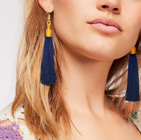 New Fashion Hook Earring Long Tassel Dangle Earrings Fringe Drop Women Jewelry