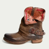 azmodo Sexy Side Zipper Block Heel Round Toe Ankle Boots
