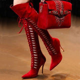 azmodo  Sexy Cut-Outs Stiletto Heel Knee High Boots