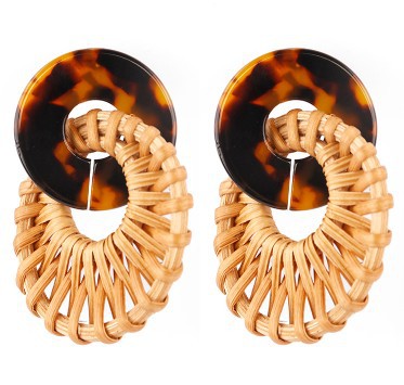 Fashion Women Acrylic Rattan Earring Circle Geometric Dangle Earrings Jewelry