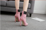 Spring/Autumn Fashion Women's High-heeled Slip-On Faux Fur Concise Pointed Toe Woman Shoes US5-10.5 Black Apricot