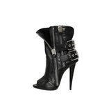 azmodo  Sexy High Heel Shoes Black Peep-toe Boots
