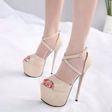Plain Buckle Platform Stiletto Heel Sandals