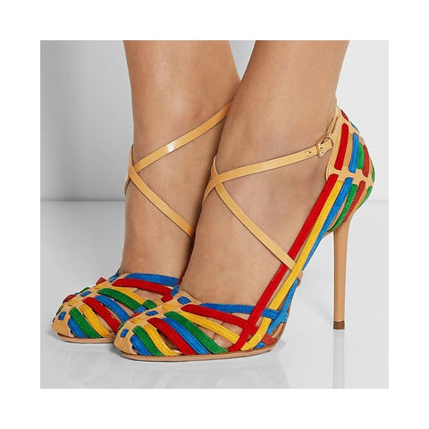 AZMODO Multi Color Strappy Dress Sandals