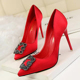 azmodo Rhinestone Slip-On Pointed Toe Banquet Stiletto Heel