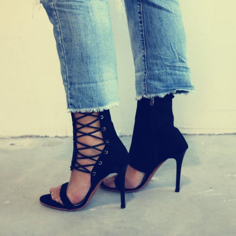 azmodo Sexy High-Top Zipper High Heel Sandals