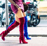 Women's high heels Boot Over the Knee Boot with rough heel show thin side zipper