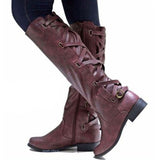 azmodo  Casual Buckle Side Zipper Knee High Boots