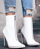 azmodo Rivet Pointed Toe Ankle Boots