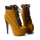 azmodo Amazing Platform Stiletto Heels Lace-up Ankle Boots
