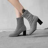azmodo  Sequin Pointed Toe Slip-On High Heel Boots