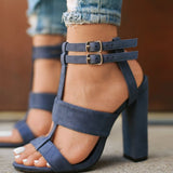 Buckle Strappy Open Toe High Heel Sandals