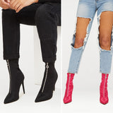 autumn and winter new pointed stiletto super high with Martin boots short boots elastic cloth single boots fashion boots women