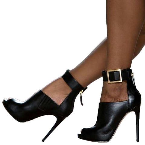 azmodo Black High Heel Sexy Ankle Boots