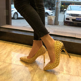 Sequined rivets high heel stiletto shallow pointed single shoes female