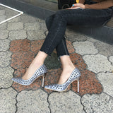 Sequined rivets high heel stiletto shallow pointed single shoes female