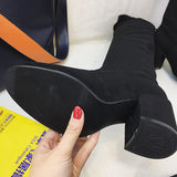 Shoes Woman 2017 Autumn Winter Women Boots Stretch Faux Suede Slim Thigh High Boots Fur Warm Over the Knee Boots High Heels