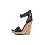 azmodo Fashionable PU Ankle Strap Wedge Sandals