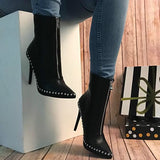 azmodo Rivet Pointed Toe Ankle Boots