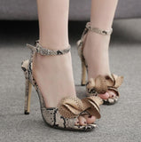azmodo Women's shoes gladiator sandals sexy fashion lady buckle strap bowknot stilettos high heels party woman shoes pumps nude snake40