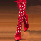 azmodo  Sexy Cut-Outs Stiletto Heel Knee High Boots