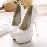 azmodo  Sexy Round Toe Sequin Platform Stiletto Heels