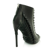 azmodo  Enticing Lace-up Pointed-Toe Ankle Boots