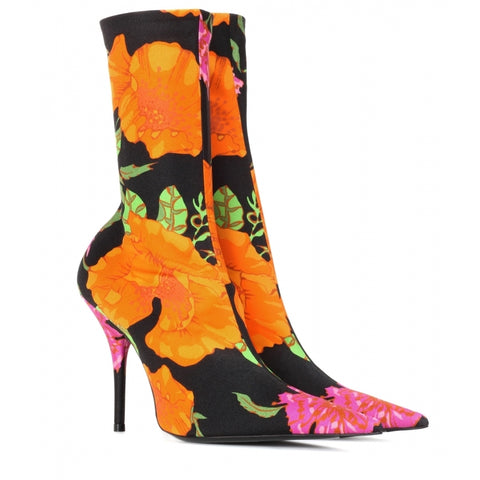 AZMODO Sexy Floral High Stiletto Heels Fall Boots