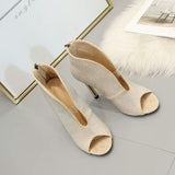 azmodo 2019 hot sale sexy women's ladies shoes Rhinestone V-Shape ankle boots fashion thin high heels peep toed party woman boots