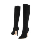 azmodo Stiletto Heel Side Zipper Knee High Boots