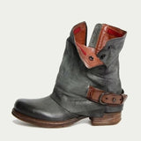 azmodo Sexy Side Zipper Block Heel Round Toe Ankle Boots