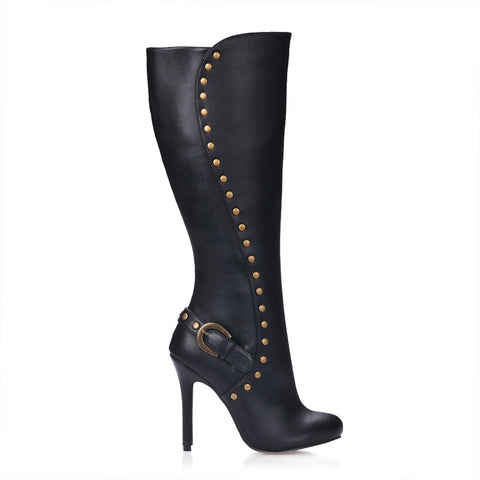 Elegant Black Knee High Women's Boots