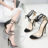 Europe and the United States foreign trade explosion models with transparent sexy high heel strap sandals