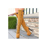 Breathtaking Coppy Leather Lace-Up Knee High Boots