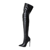 Autumn and winter new pointed high-heeled sexy patent leather stretch fashion boots over the knee boots