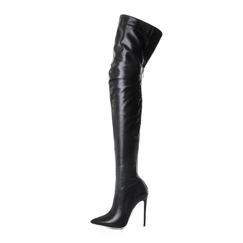 Autumn and winter new pointed high-heeled sexy patent leather stretch fashion boots over the knee boots