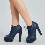 azmodo Peep Toe High Heels Fall Ankle Boots