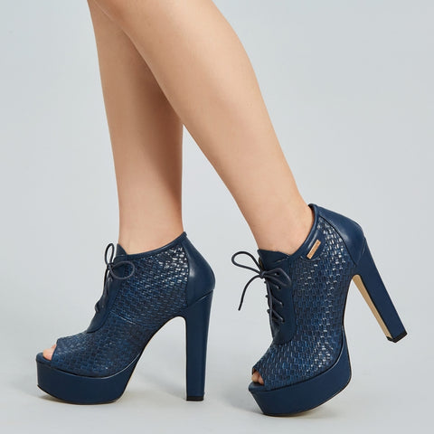azmodo Peep Toe High Heels Fall Ankle Boots