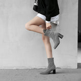 azmodo  Sequin Pointed Toe Slip-On High Heel Boots
