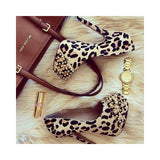Sexy Leopard Suede Round Toe Rivets Decoration High Heel Shoes